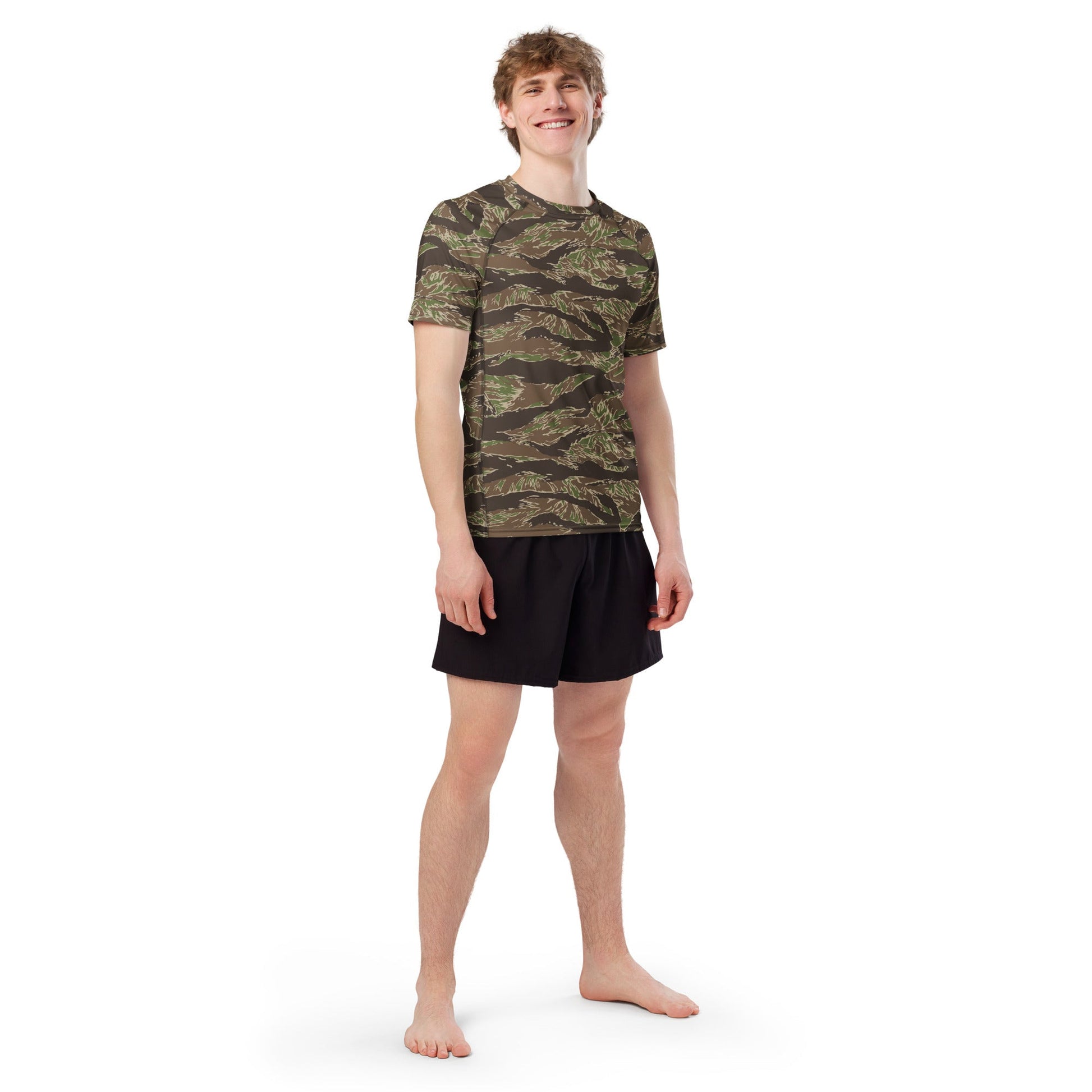 American Tiger Stripe Multi-terrain CAMO Mens Short-Sleeve Rash Guard - Short-sleeve Guards