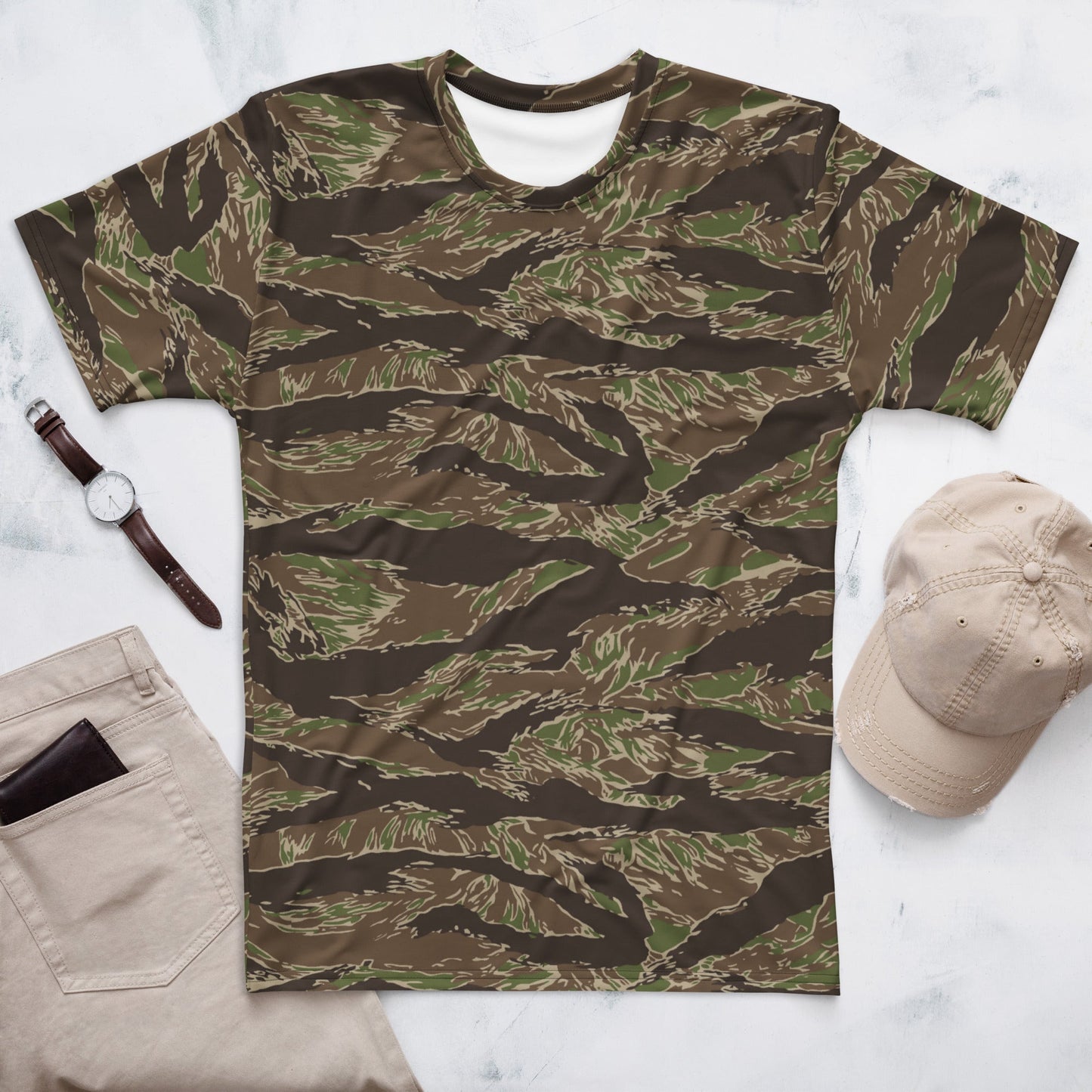 American Tiger Stripe Multi-terrain CAMO Mens t-shirt - XS - T-Shirts