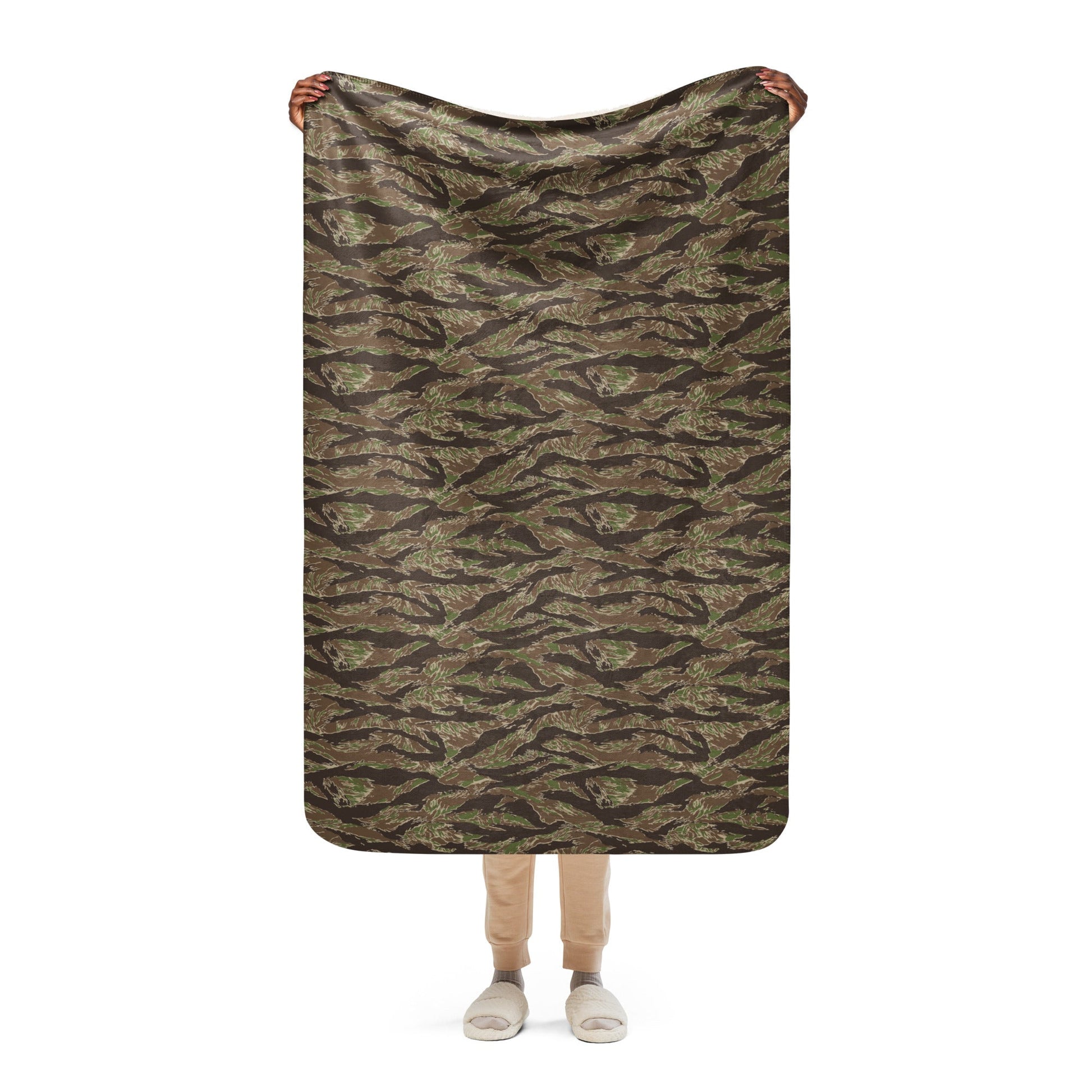 American Tiger Stripe Multi-terrain CAMO Sherpa Blanket