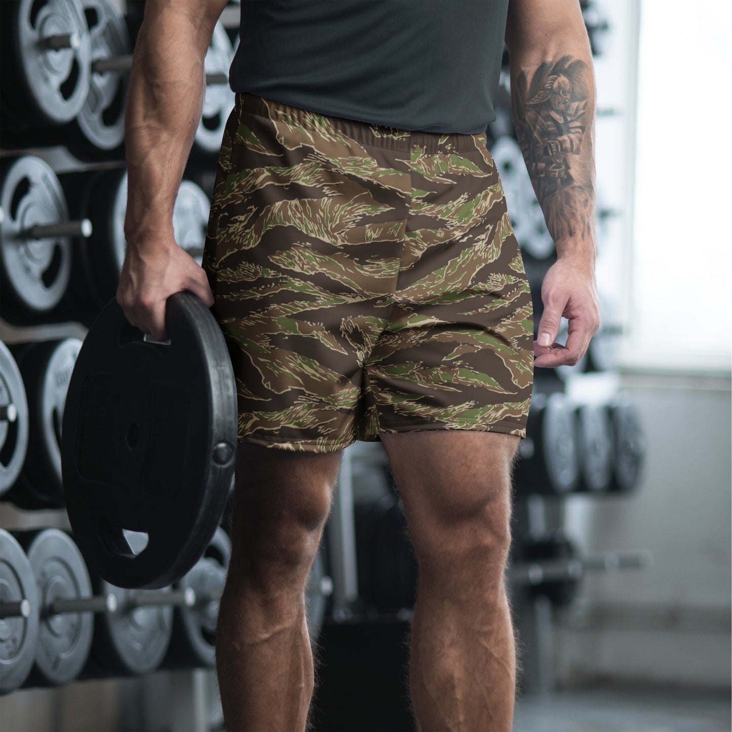 American Tiger Stripe Multi-terrain CAMO Unisex Athletic Long Shorts - 2XS