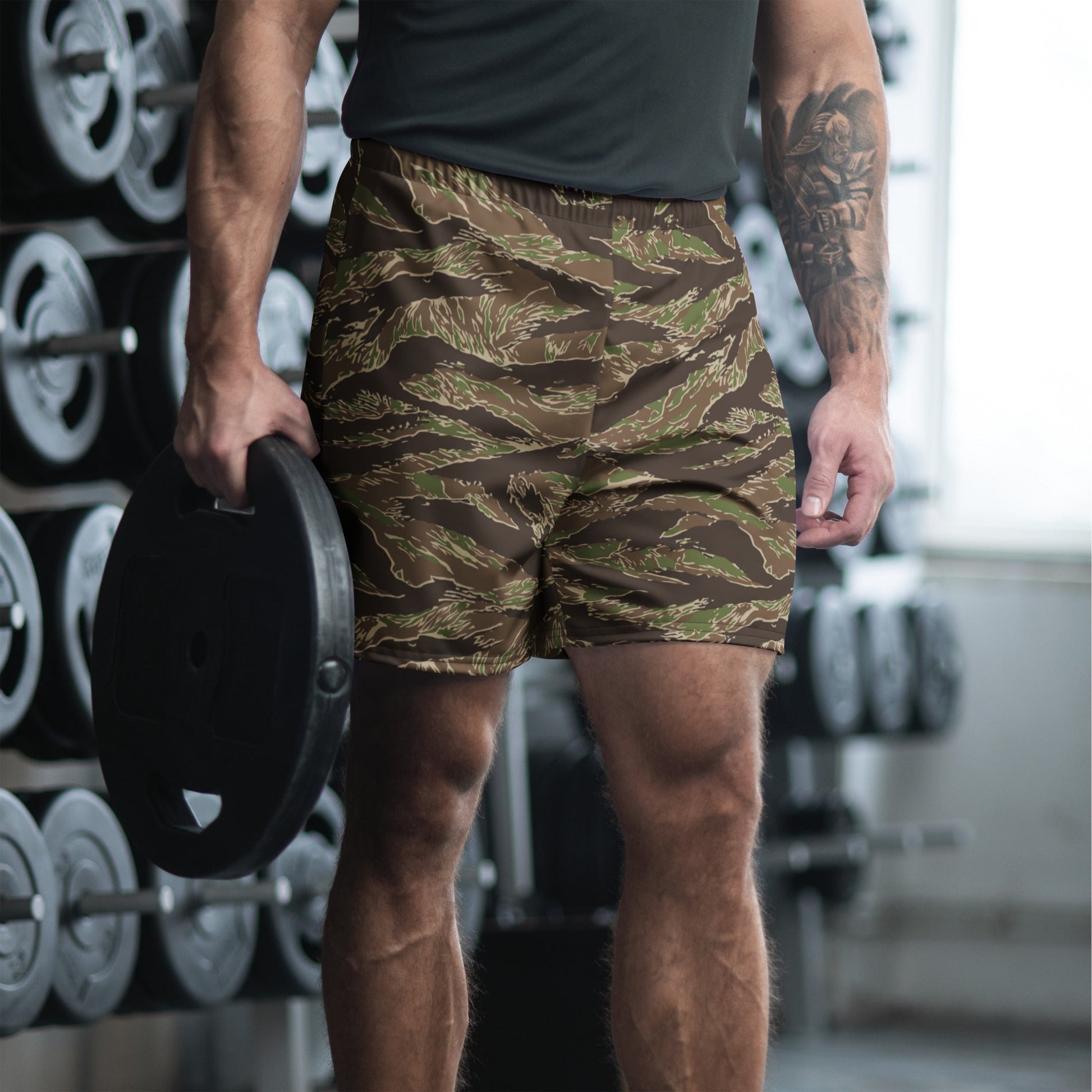 American Tiger Stripe Multi-terrain CAMO Unisex Athletic Long Shorts - 2XS