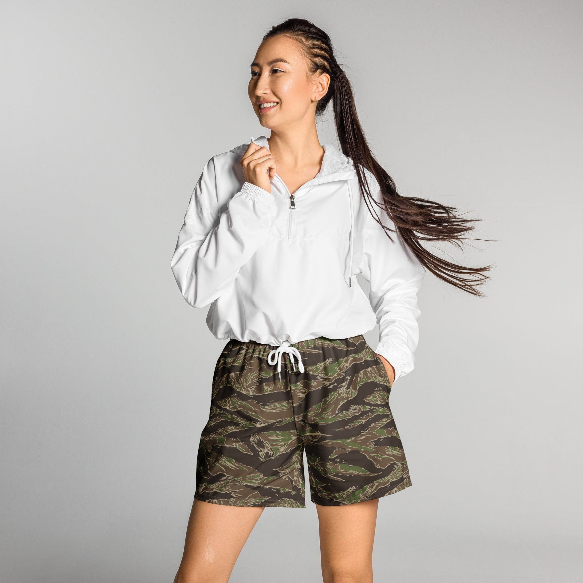 American Tiger Stripe Multi-terrain CAMO Unisex Athletic Long Shorts