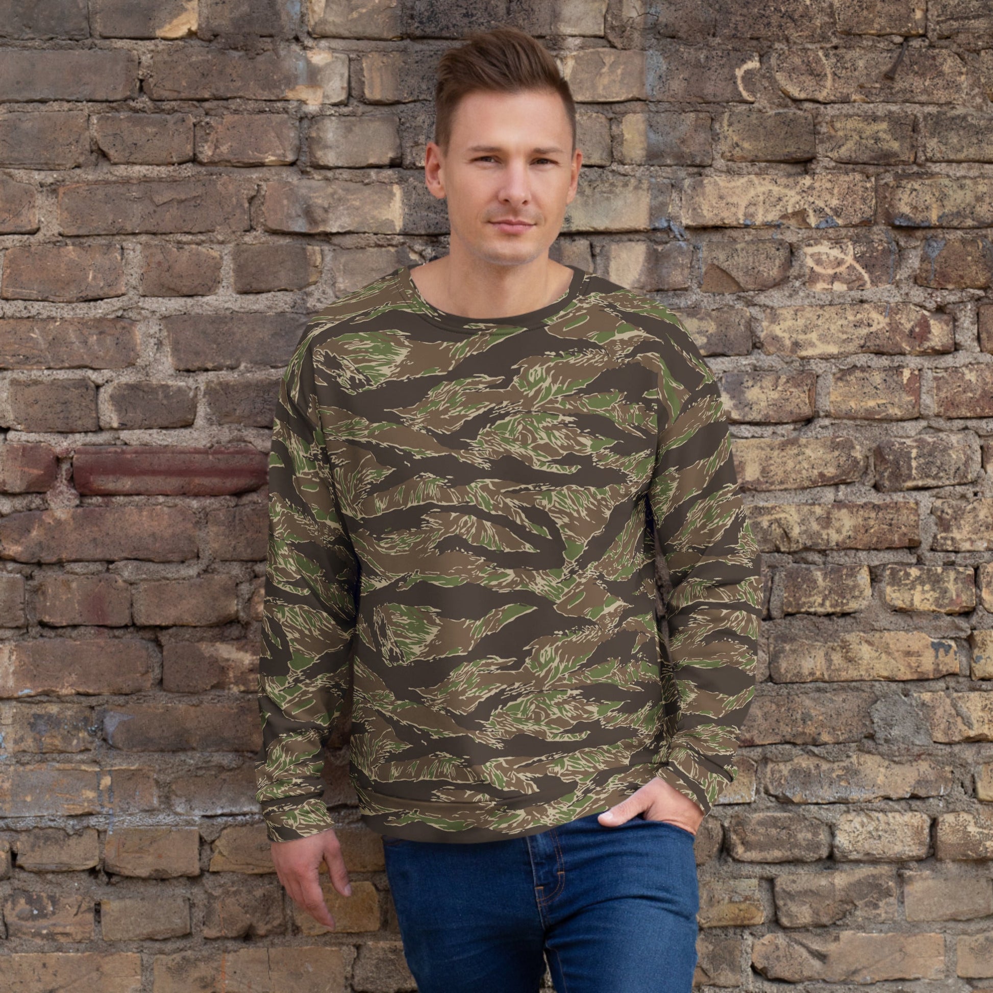 American Tiger Stripe Multi-terrain CAMO Unisex Sweatshirt - 2XS - Sweatshirts