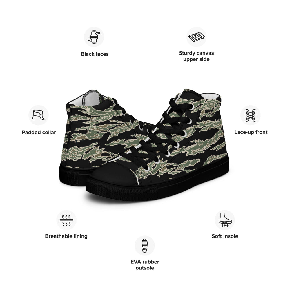 American Tiger Stripe OPFOR Sparse CAMO Men’s high top canvas shoes - Mens High Top Canvas Shoes