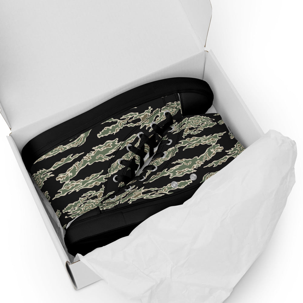 American Tiger Stripe OPFOR Sparse CAMO Men’s high top canvas shoes - Mens High Top Canvas Shoes