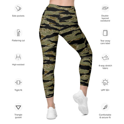 American Tiger Stripe Sparse John Wayne CAMO Leggings with pockets - Womens With Pockets