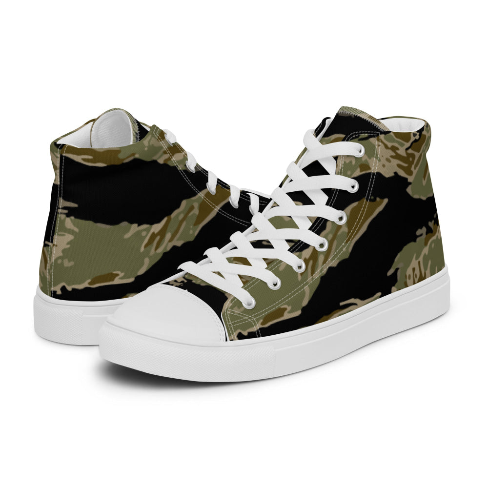 American Tiger Stripe Sparse John Wayne CAMO Men’s high top canvas shoes - 5 - Mens High Top Canvas Shoes