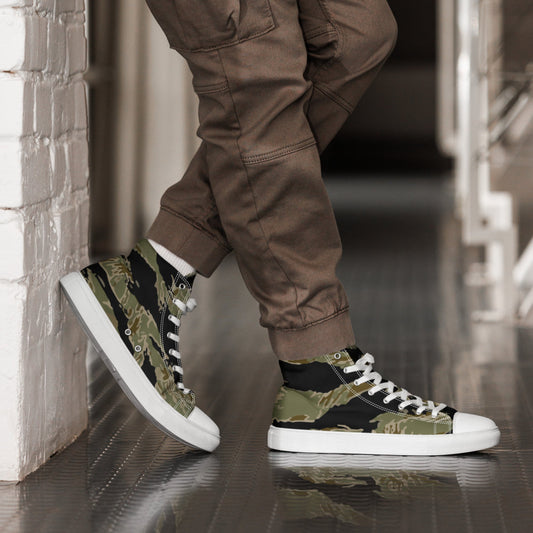 American Tiger Stripe Sparse John Wayne CAMO Men’s high top canvas shoes - Mens High Top Canvas Shoes