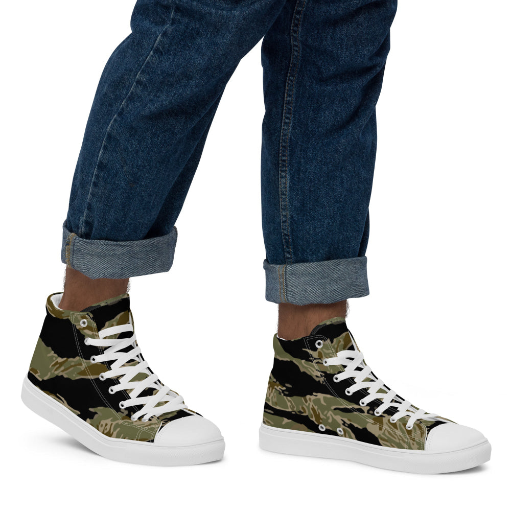 American Tiger Stripe Sparse John Wayne CAMO Men’s high top canvas shoes - Mens High Top Canvas Shoes