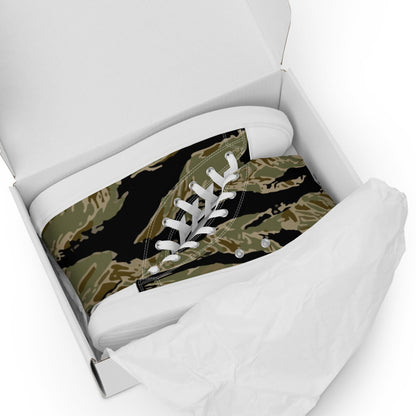 American Tiger Stripe Sparse John Wayne CAMO Men’s high top canvas shoes - Mens High Top Canvas Shoes