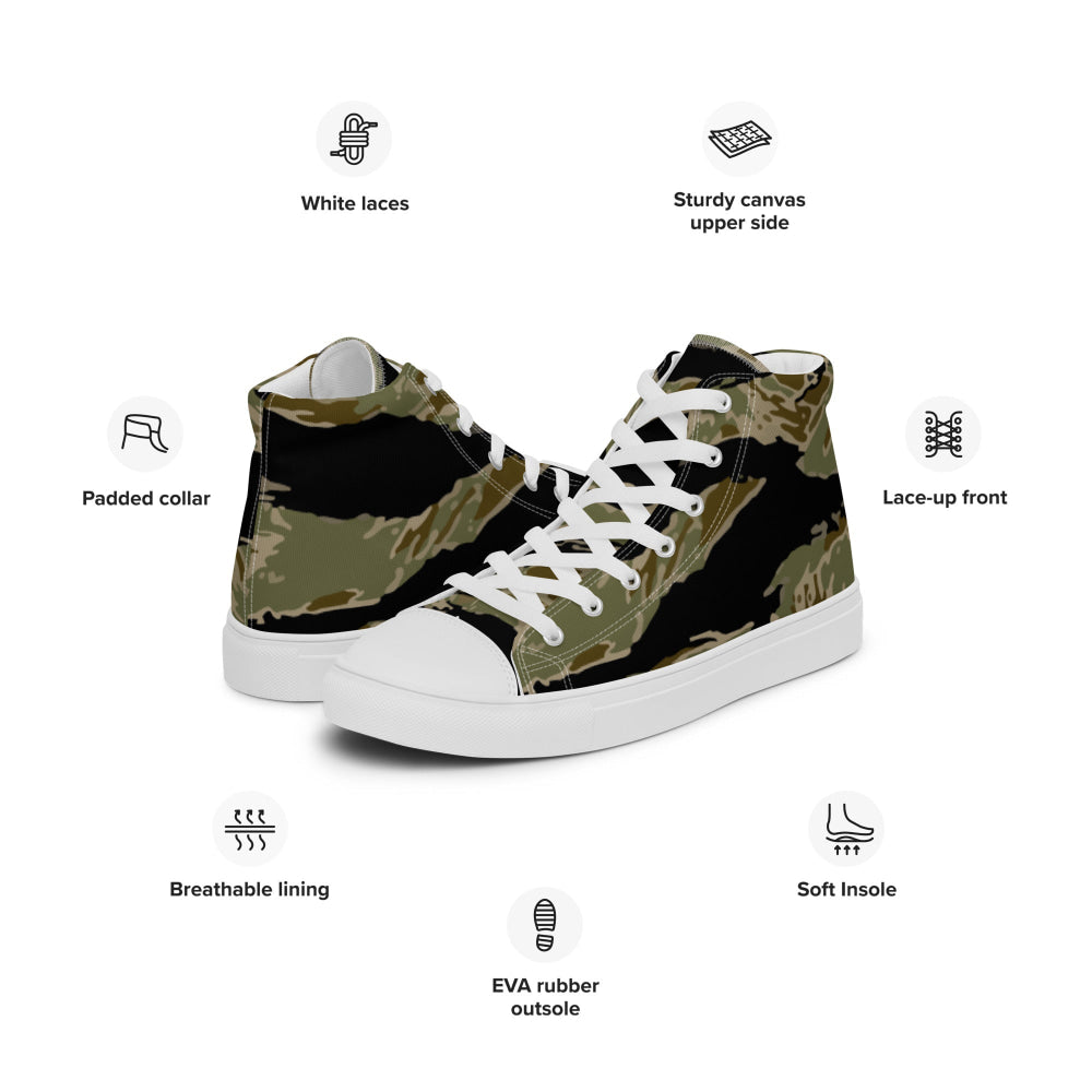 American Tiger Stripe Sparse John Wayne CAMO Men’s high top canvas shoes - Mens High Top Canvas Shoes