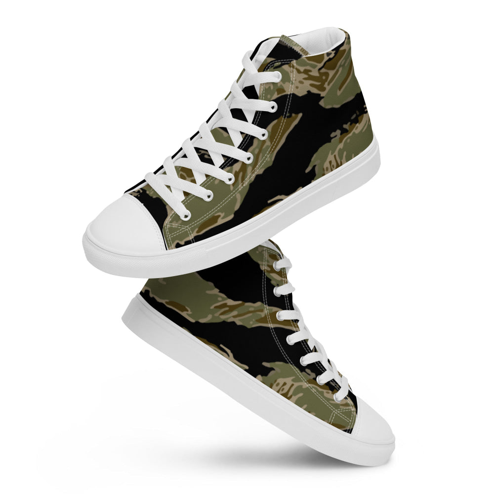 American Tiger Stripe Sparse John Wayne CAMO Men’s high top canvas shoes - Mens High Top Canvas Shoes