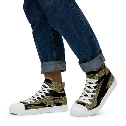 American Tiger Stripe Sparse John Wayne CAMO Men’s high top canvas shoes - Mens High Top Canvas Shoes