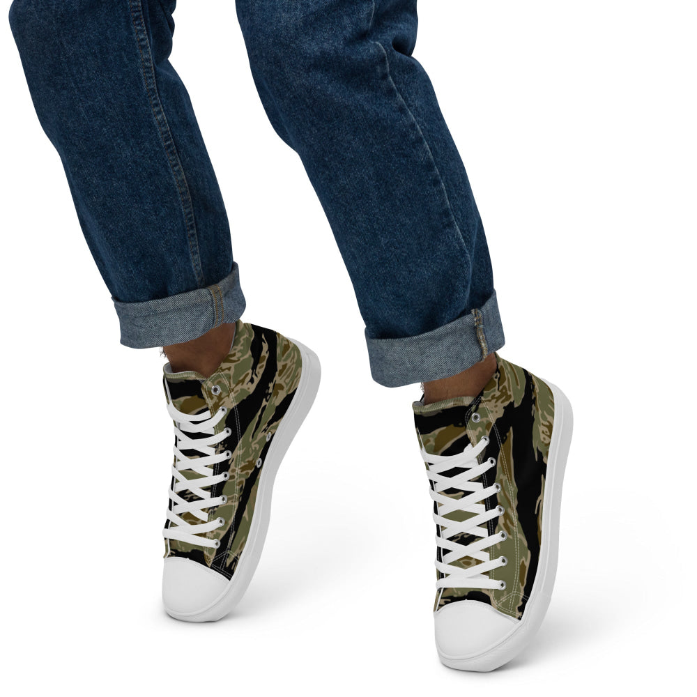 American Tiger Stripe Sparse John Wayne CAMO Men’s high top canvas shoes - Mens High Top Canvas Shoes