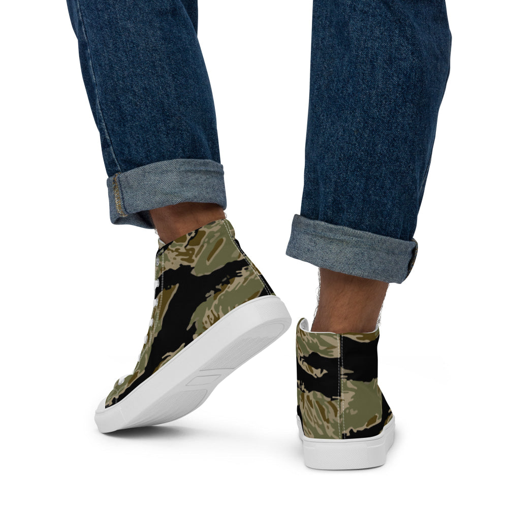 American Tiger Stripe Sparse John Wayne CAMO Men’s high top canvas shoes - Mens High Top Canvas Shoes