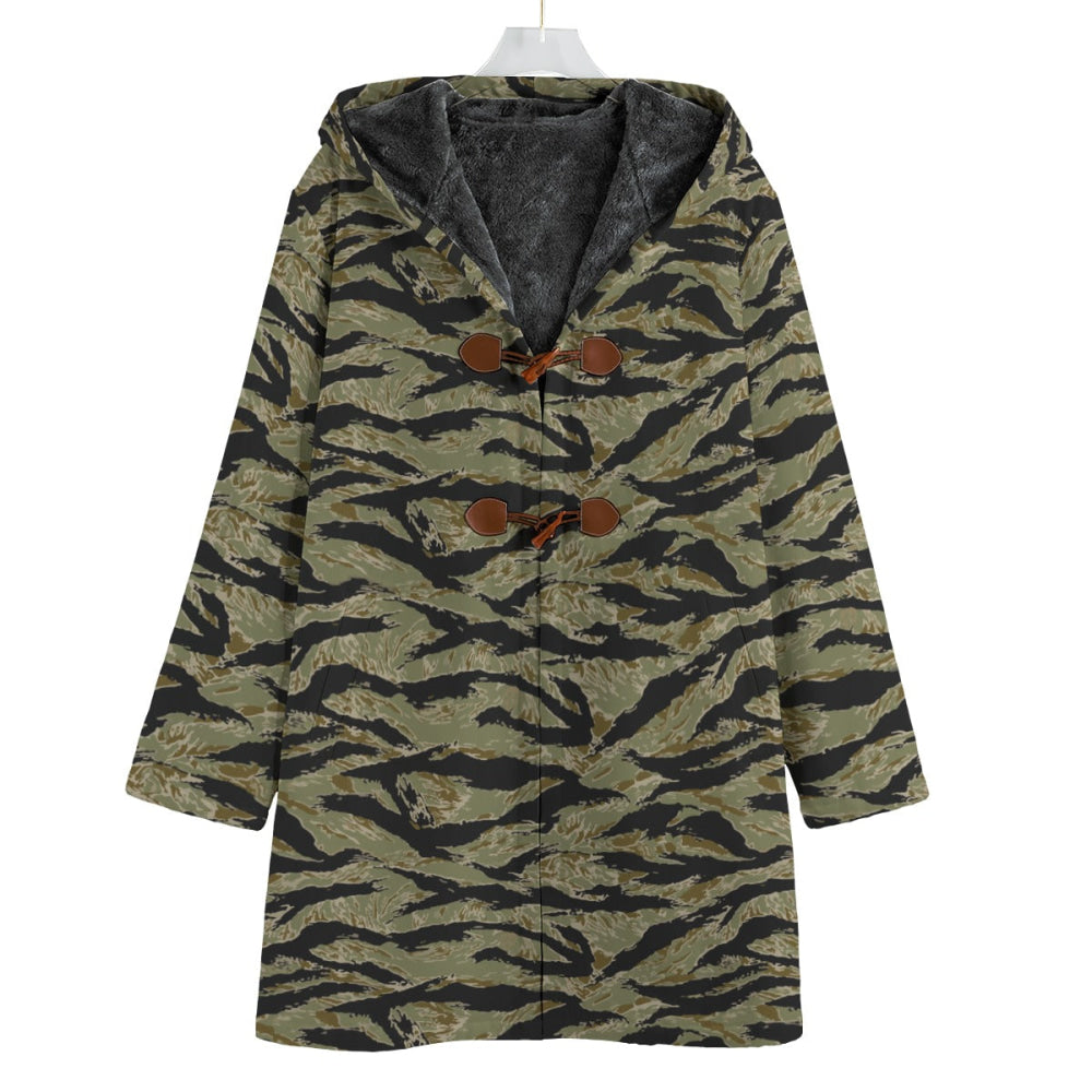 American Tiger Stripe Sparse John Wayne CAMO Men’s Canvas Horn Buckle Fleece Windbreaker - S / White - Mens