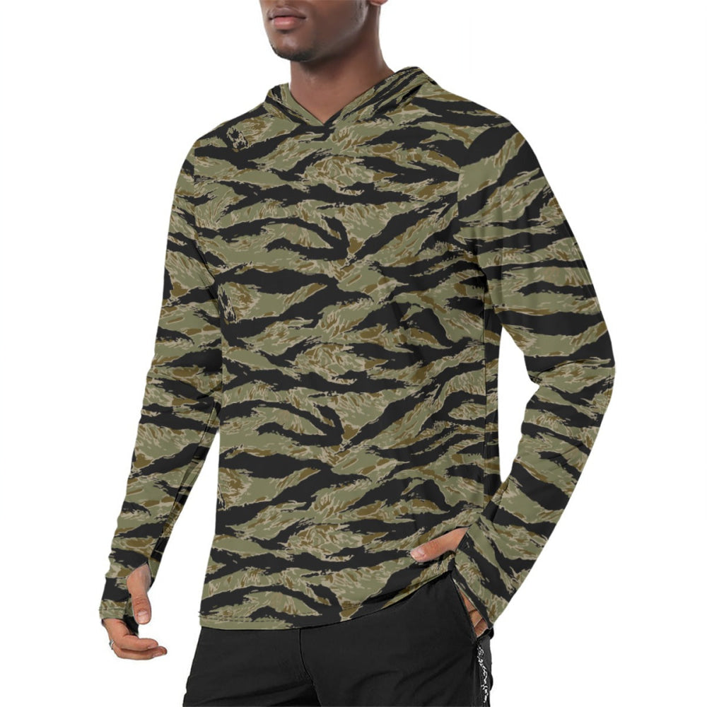 American Tiger Stripe Sparse John Wayne CAMO Men’s Sunscreen Sports Hoodie With Thumb Holes - Mens