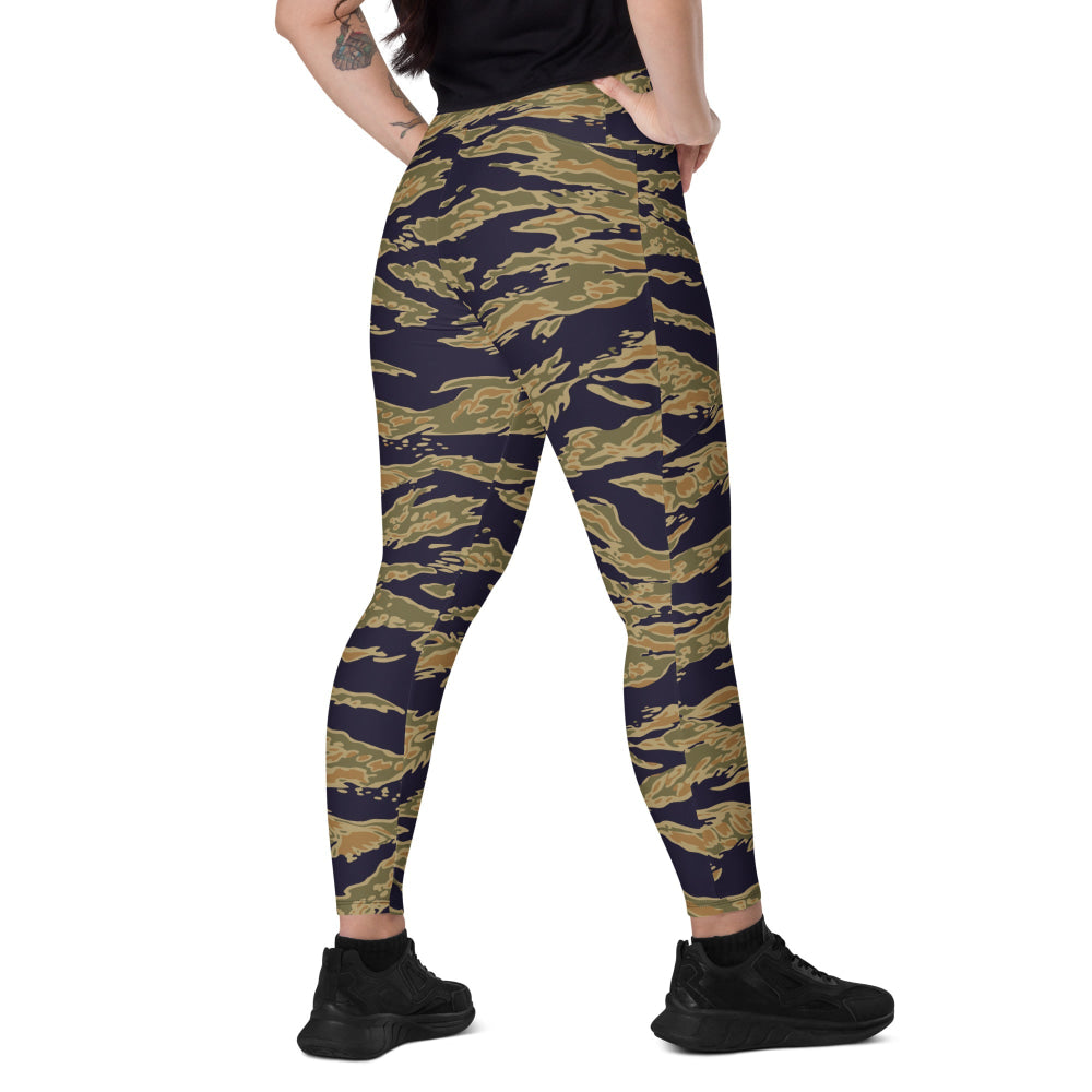 American Tiger Stripe Special Forces Advisor Gold CAMO Leggings with pockets - 2XS - Womens With Pockets