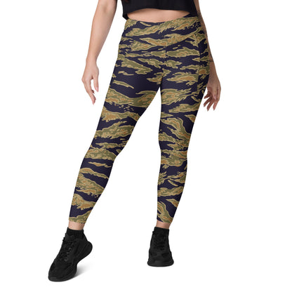 American Tiger Stripe Special Forces Advisor Gold CAMO Leggings with pockets - Womens With Pockets