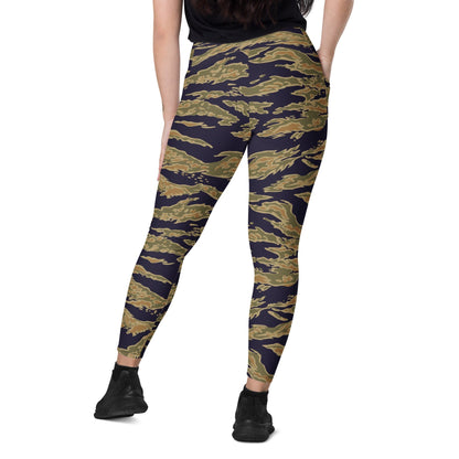 American Tiger Stripe Special Forces Advisor Gold CAMO Leggings with pockets - Womens With Pockets