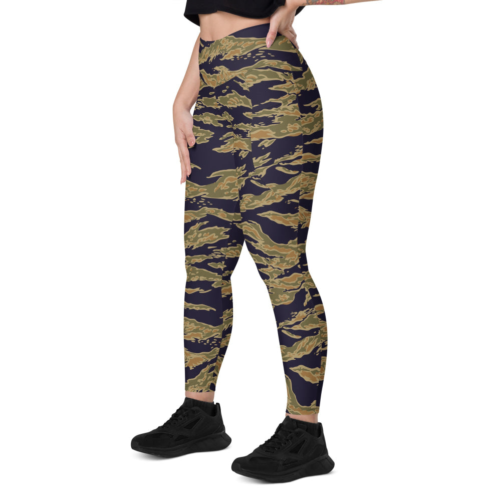 American Tiger Stripe Special Forces Advisor Gold CAMO Leggings with pockets - Womens With Pockets