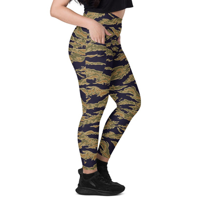 American Tiger Stripe Special Forces Advisor Gold CAMO Leggings with pockets - Womens With Pockets