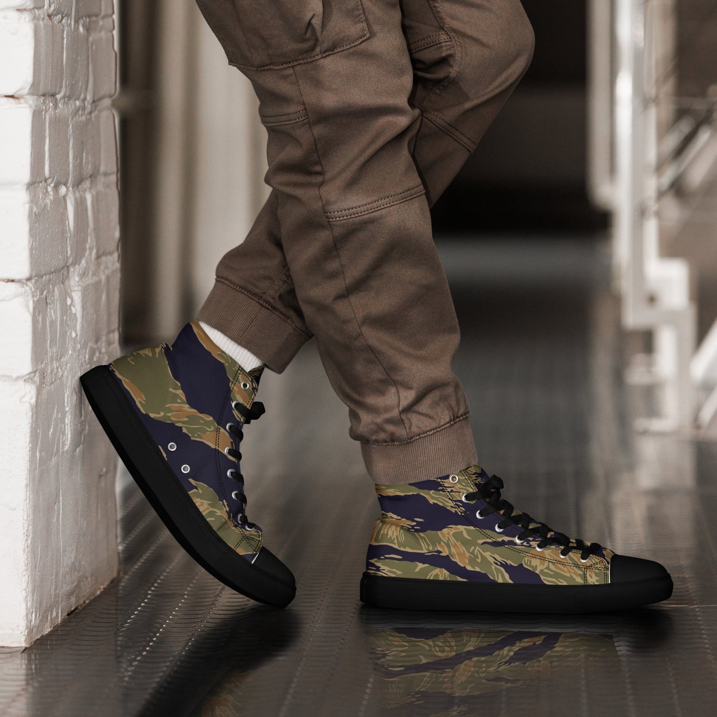 American Tiger Stripe Special Forces Advisor Gold CAMO Mens high top canvas shoes - 5 - High Top Canvas Shoes