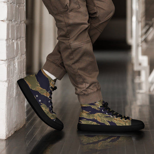 American Tiger Stripe Special Forces Advisor Gold CAMO Mens high top canvas shoes - 5 - High Top Canvas Shoes