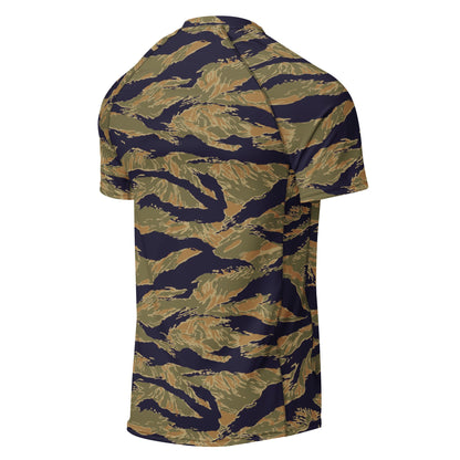 American Tiger Stripe Special Forces Advisor Gold CAMO Mens Short-Sleeve Rash Guard