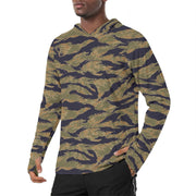 Tiger Stripe Special Forces Advisor Gold CAMO Mens Sunscreen Sports Hoodie With Thumb Holes