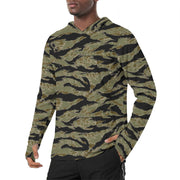 Tiger Stripe Special Forces Advisor Sparse CAMO Mens Sunscreen Sports Hoodie With Thumb Hol - S / White