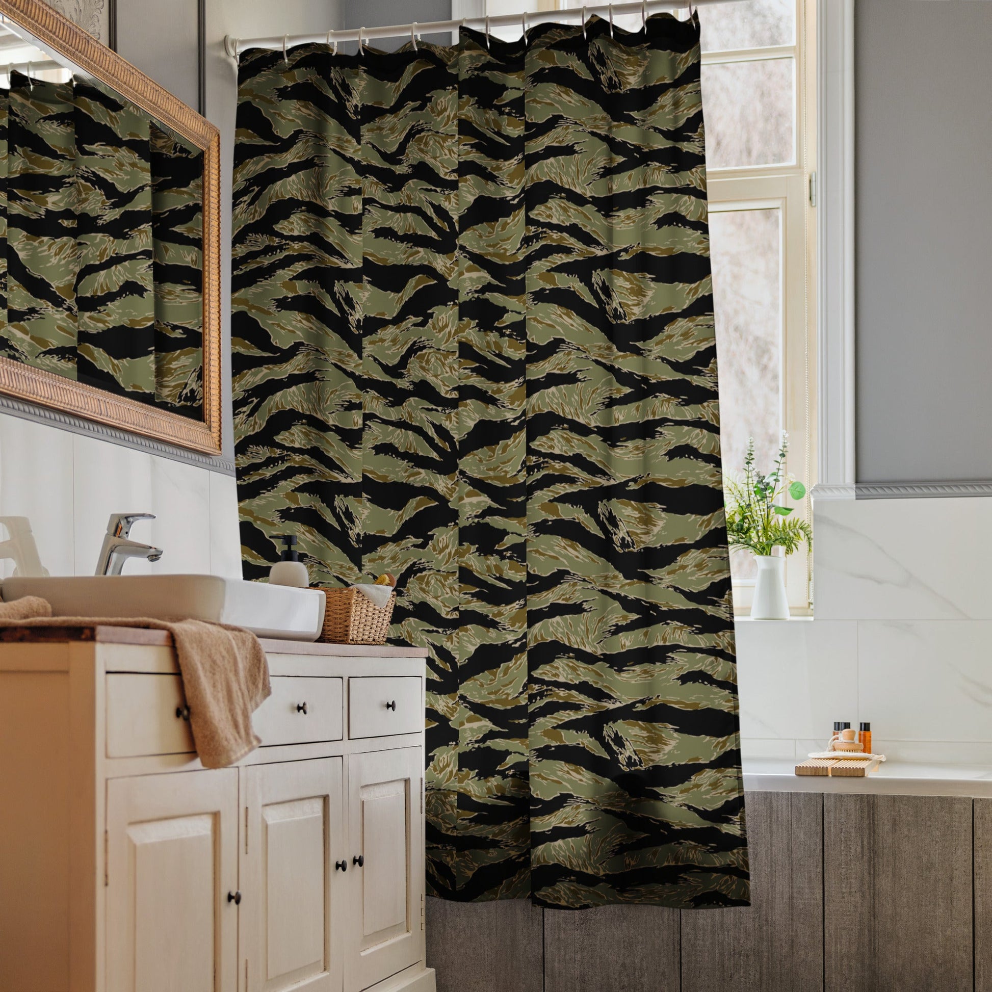 American Tiger Stripe Special Forces Advisor Sparse CAMO Shower Curtain