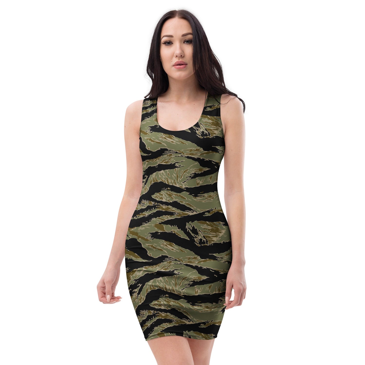 American Tiger Stripe Special Forces Advisor Sparse CAMO Womens Bodycon Dress - XS
