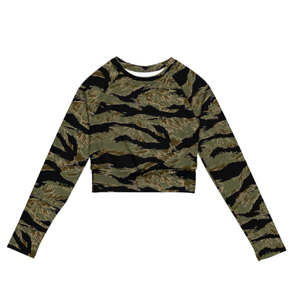 American Tiger Stripe Special Forces Advisor Sparse CAMO Womens Long-Sleeve Crop Top