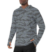 Tiger Stripe Urban Ghost CAMO Mens Sunscreen Sports Hoodie With Thumb Holes