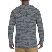 Tiger Stripe Urban Ghost CAMO Mens Sunscreen Sports Hoodie With Thumb Holes - S / White