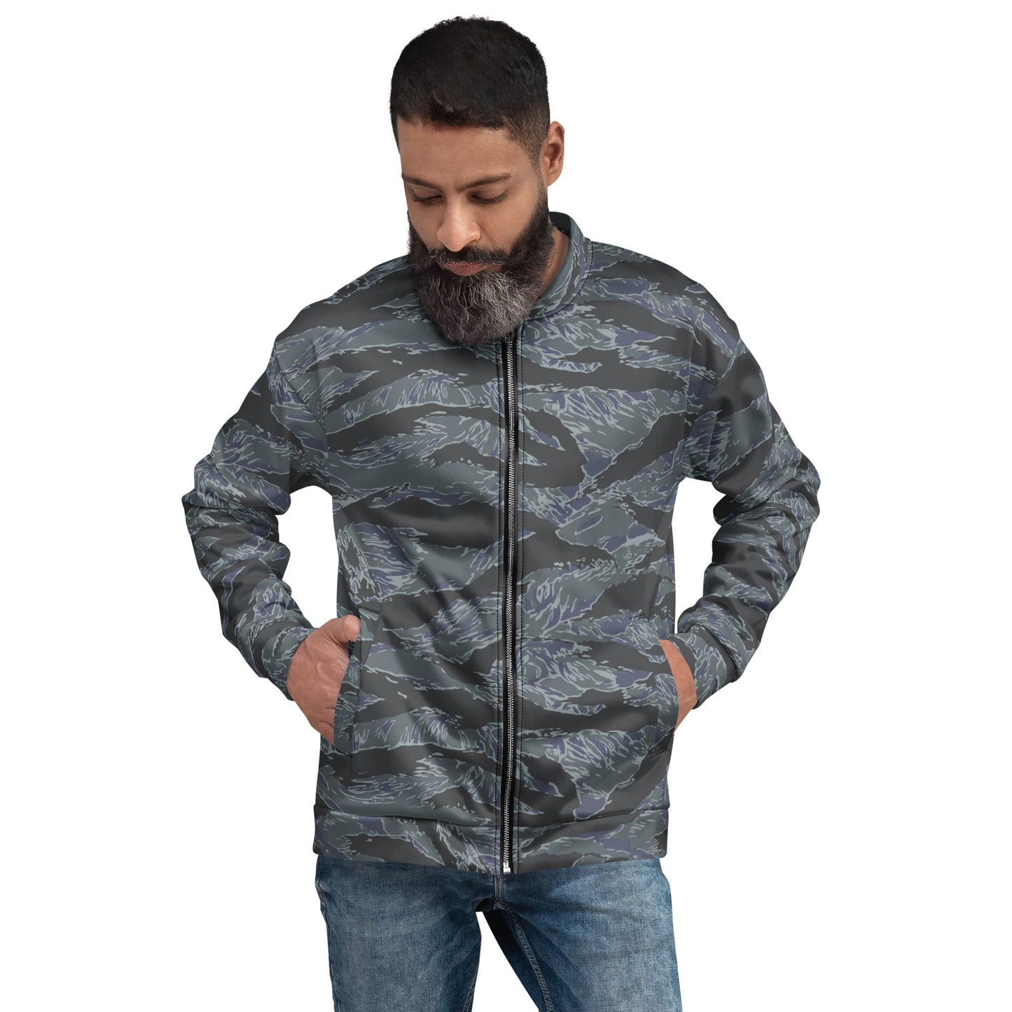 American Tiger Stripe Urban Ghost CAMO Unisex Bomber Jacket - XS - Jackets
