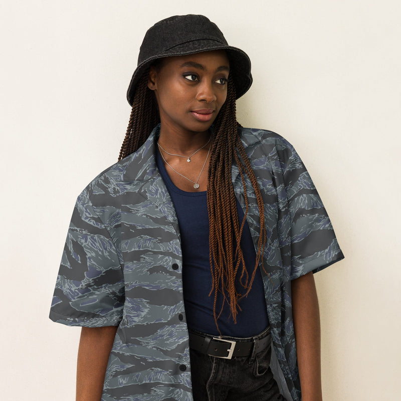 Tiger Stripe Urban Ghost CAMO Unisex Short-Sleeve Button Shirt - Button-Up