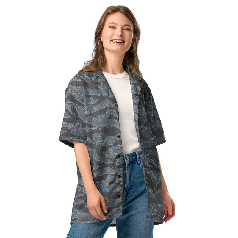 Tiger Stripe Urban Ghost CAMO Unisex Short-Sleeve Button Shirt - Button-Up