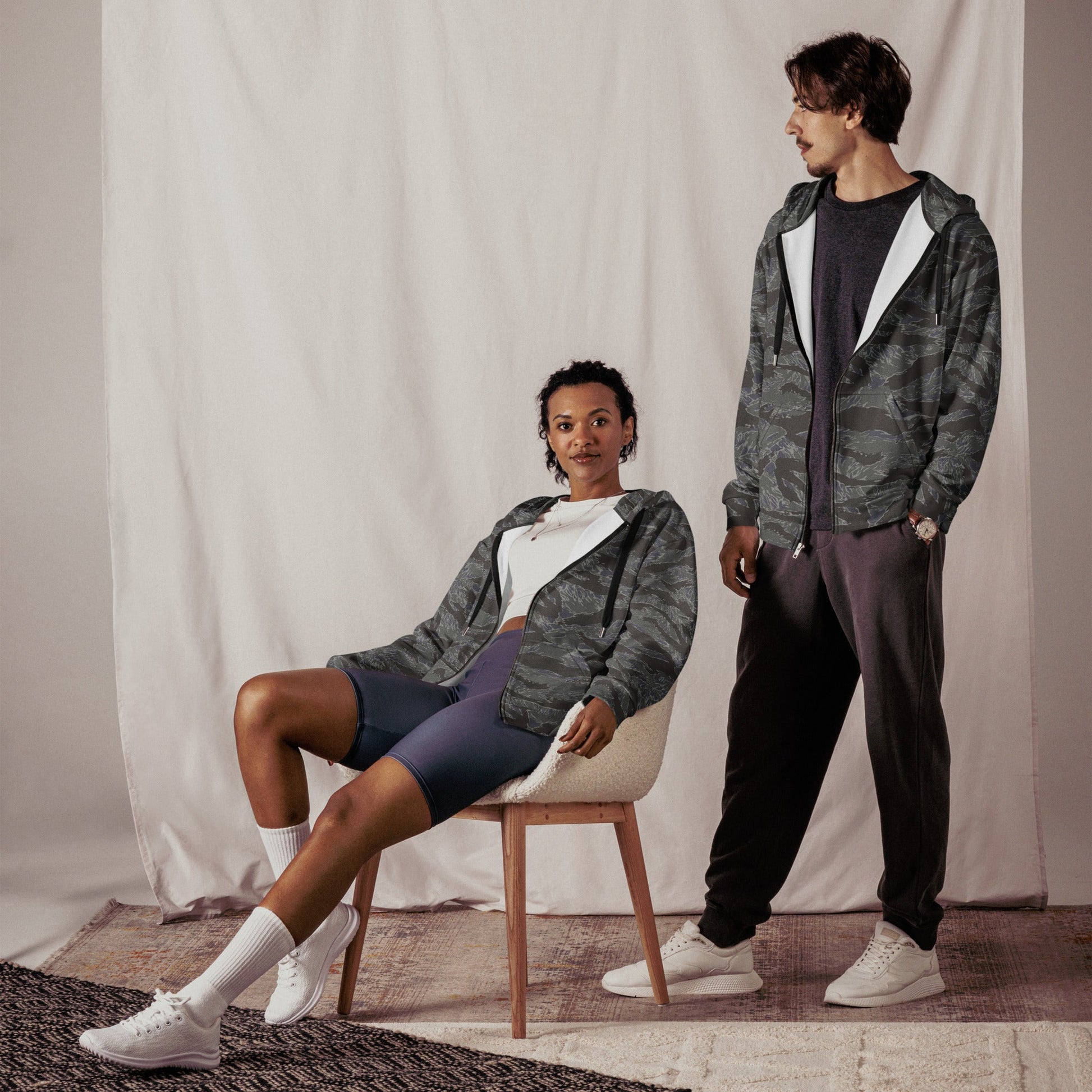 American Tiger Stripe Urban Ghost CAMO Unisex zip hoodie - Zip Hoodies