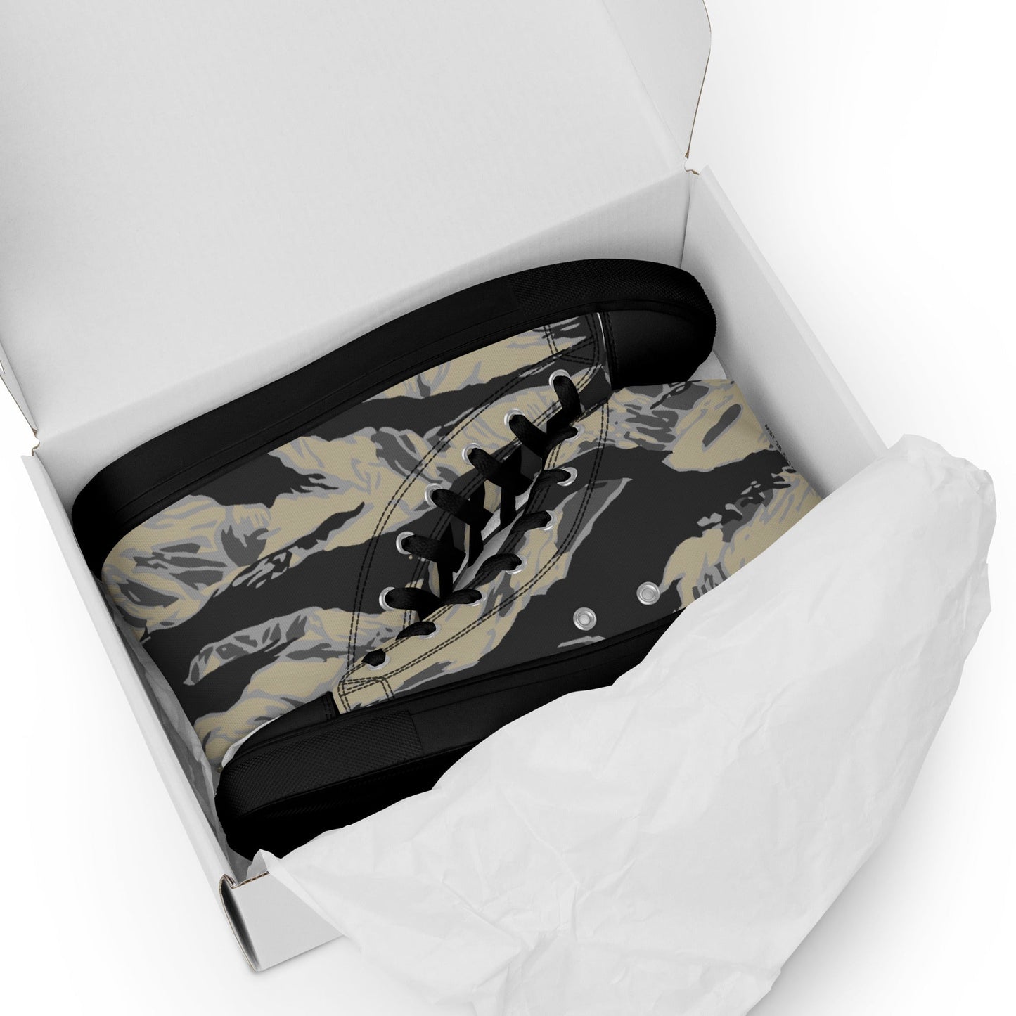 American Tiger Stripe Urban Rubble CAMO Mens high top canvas shoes - High Top Canvas Shoes