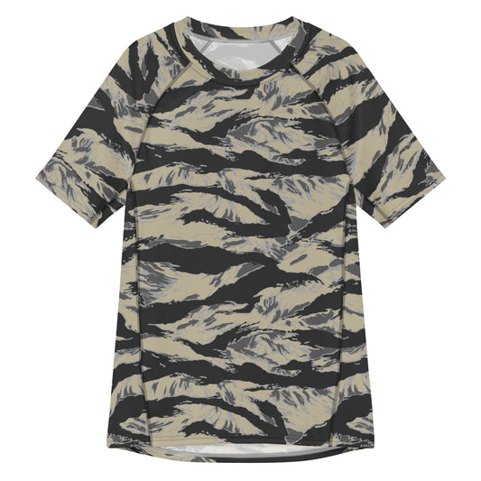 American Tiger Stripe Urban Rubble CAMO Mens Short-Sleeve Rash Guard - 2XS - Short-sleeve Guards