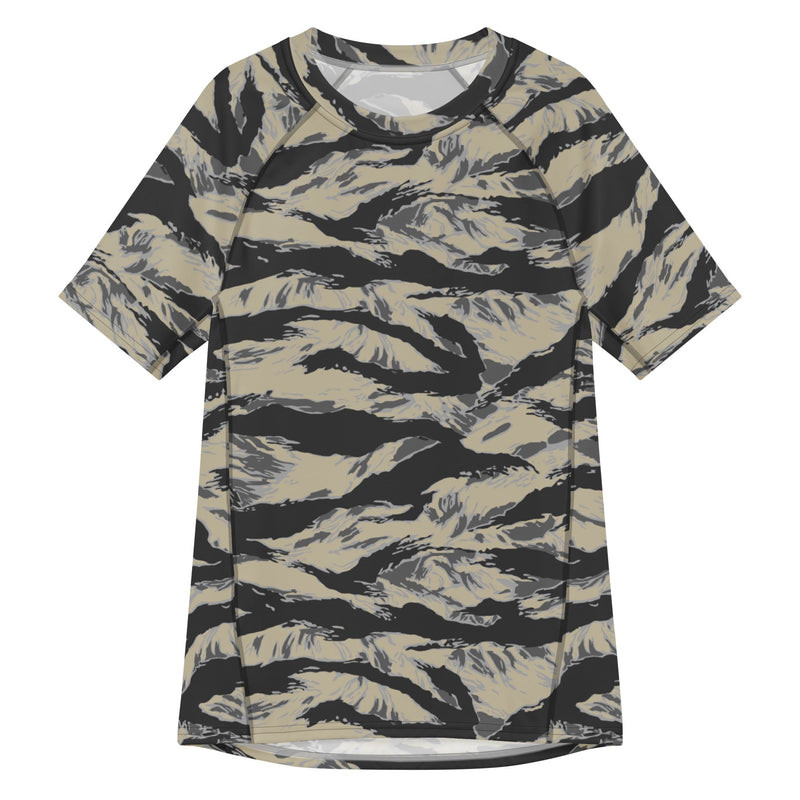 Tiger Stripe Urban Rubble CAMO Mens Short-Sleeve Rash Guard - 2XS - SS