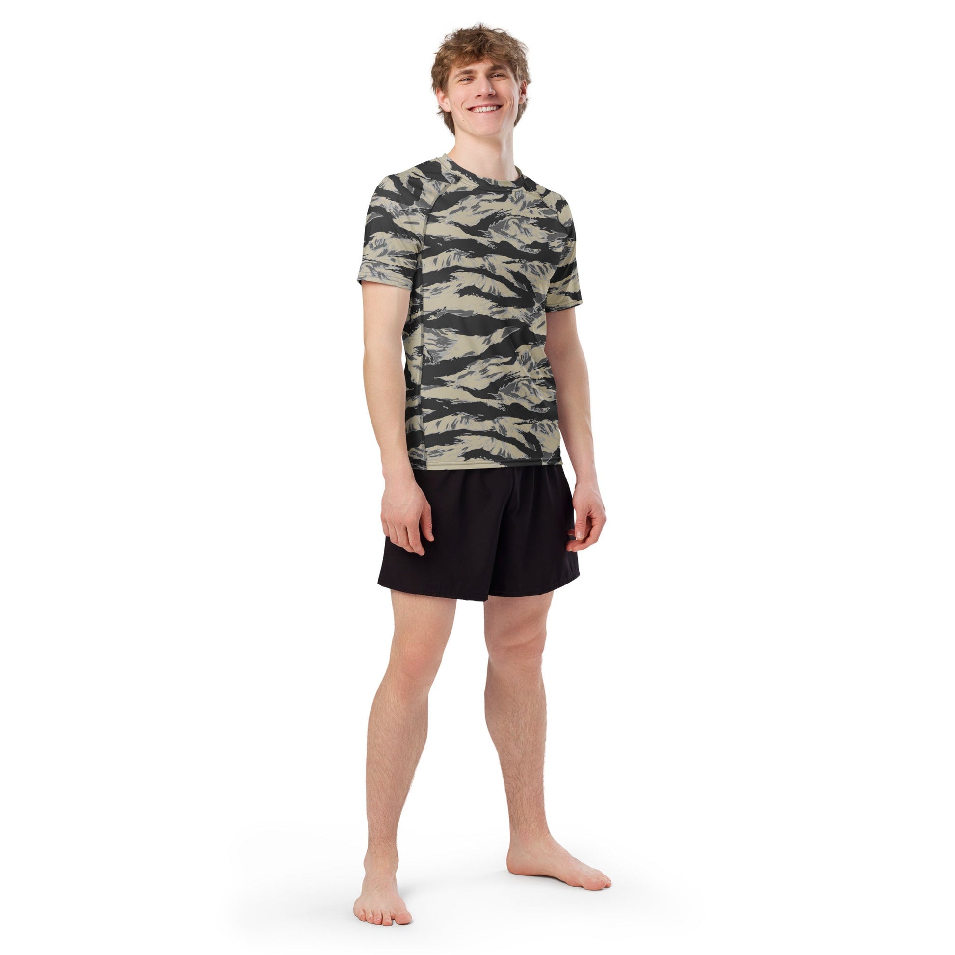 American Tiger Stripe Urban Rubble CAMO Mens Short-Sleeve Rash Guard - Short-sleeve Guards