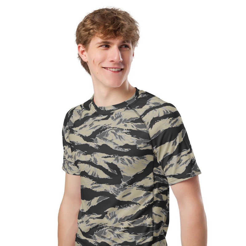 Tiger Stripe Urban Rubble CAMO Mens Short-Sleeve Rash Guard - SS