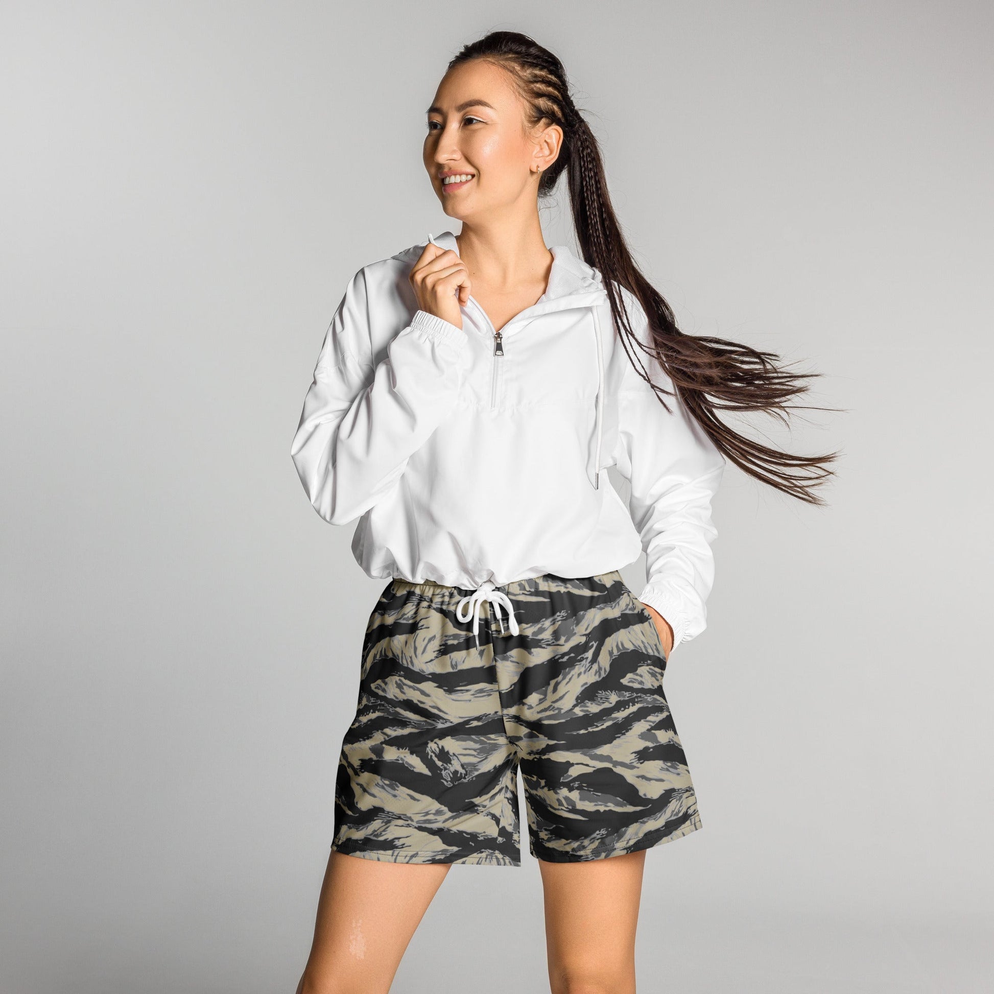 American Tiger Stripe Urban Rubble CAMO Unisex Athletic Long Shorts