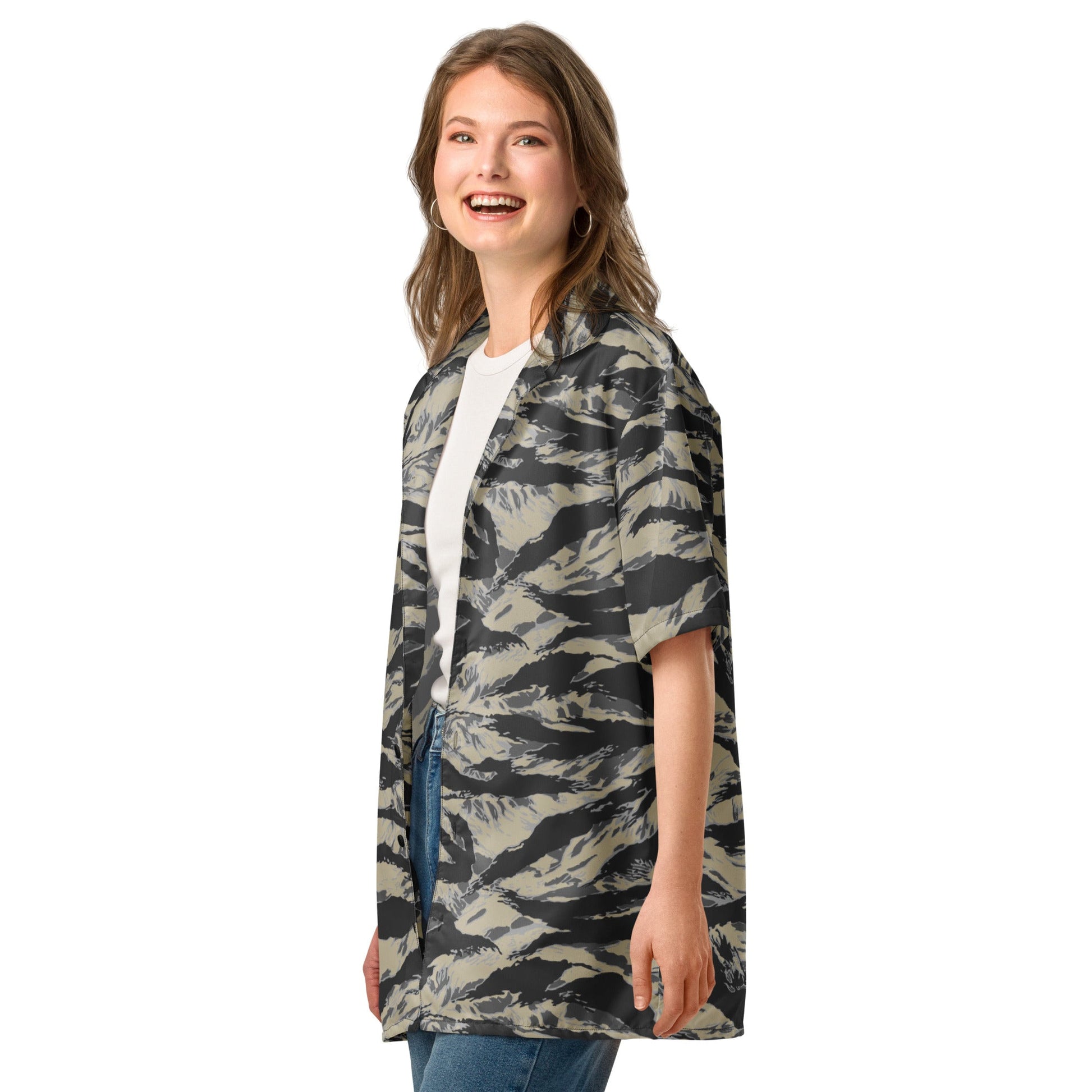 American Tiger Stripe Urban Rubble CAMO Unisex button shirt - Button Shirts