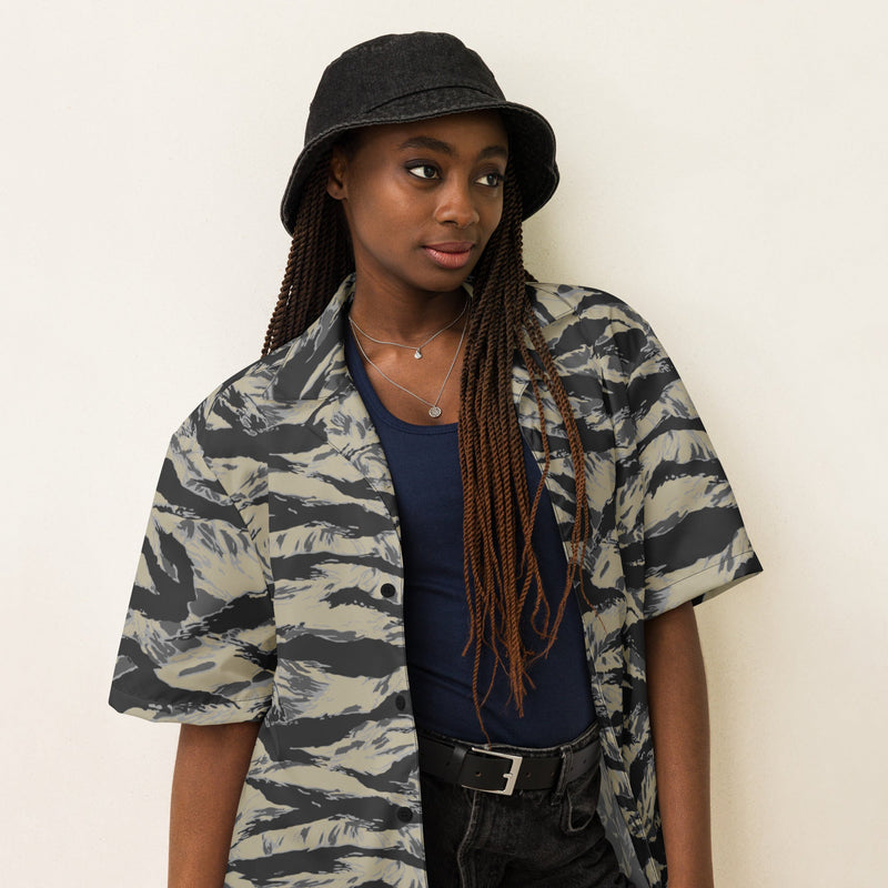 Tiger Stripe Urban Rubble CAMO Unisex Short-Sleeve Button Shirt