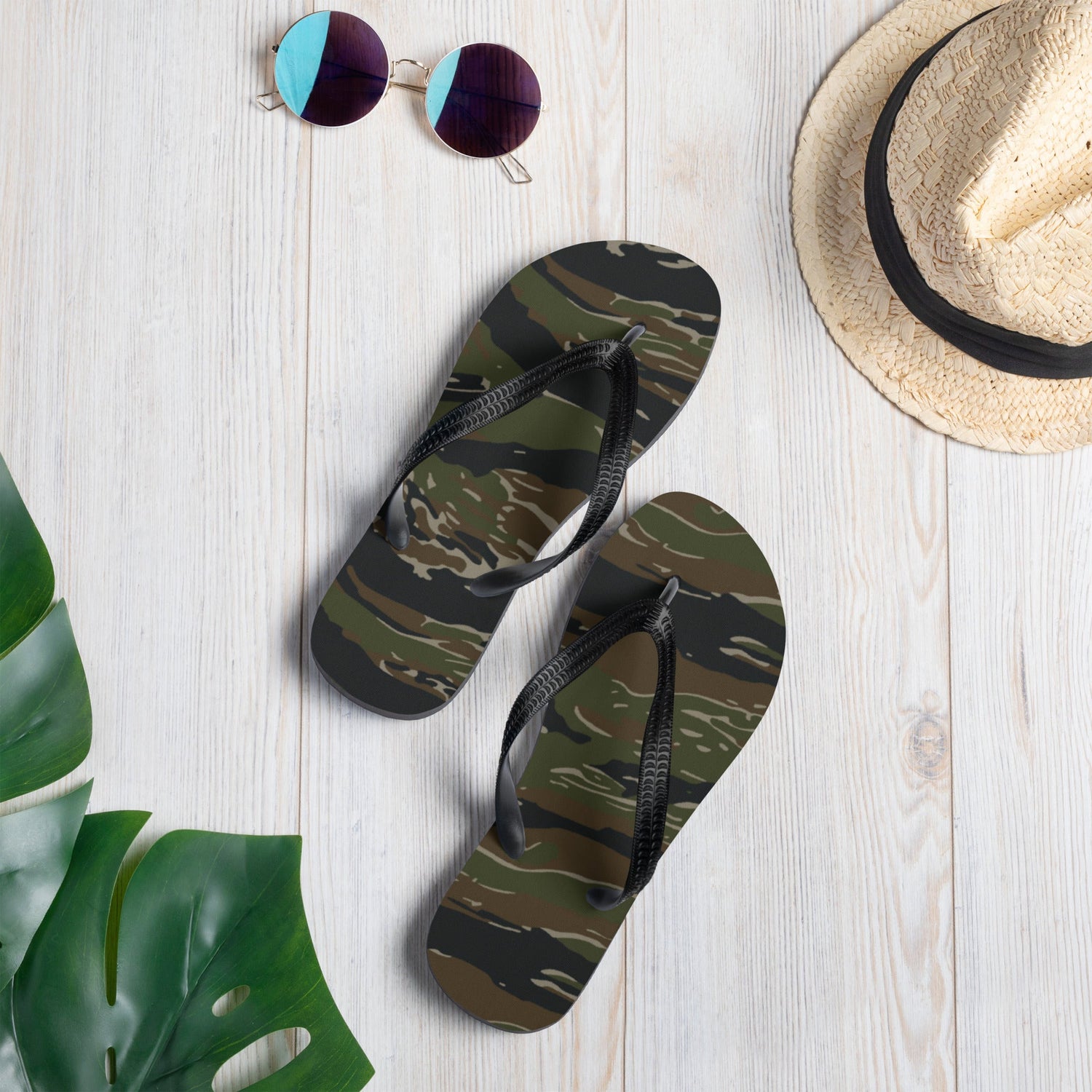 American Tiger Stripe Vintage Advisor Vietnam CAMO Flip-Flops - S