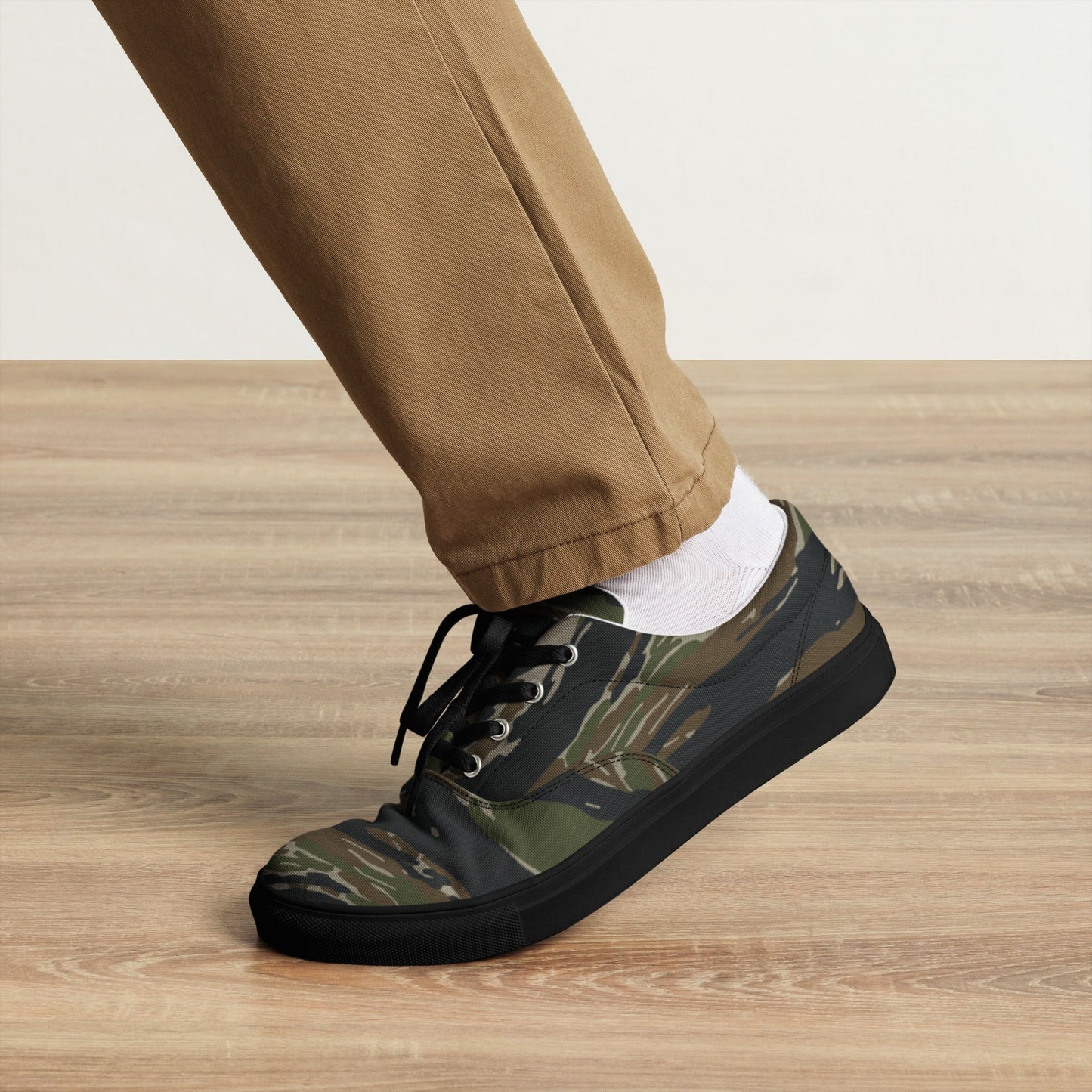 American Tiger Stripe Vintage Advisor Vietnam CAMO Mens Lace-Up Canvas Shoes - Lace-up